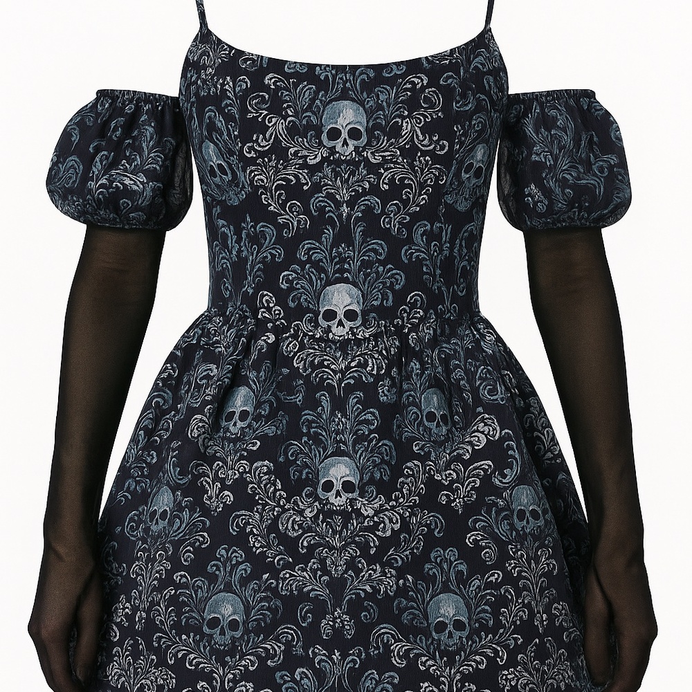 DOLLSKILL Vexed Hearts Mini Dress – Skull Print – Small – NWT – Retail $98 - Picture 3 of 5